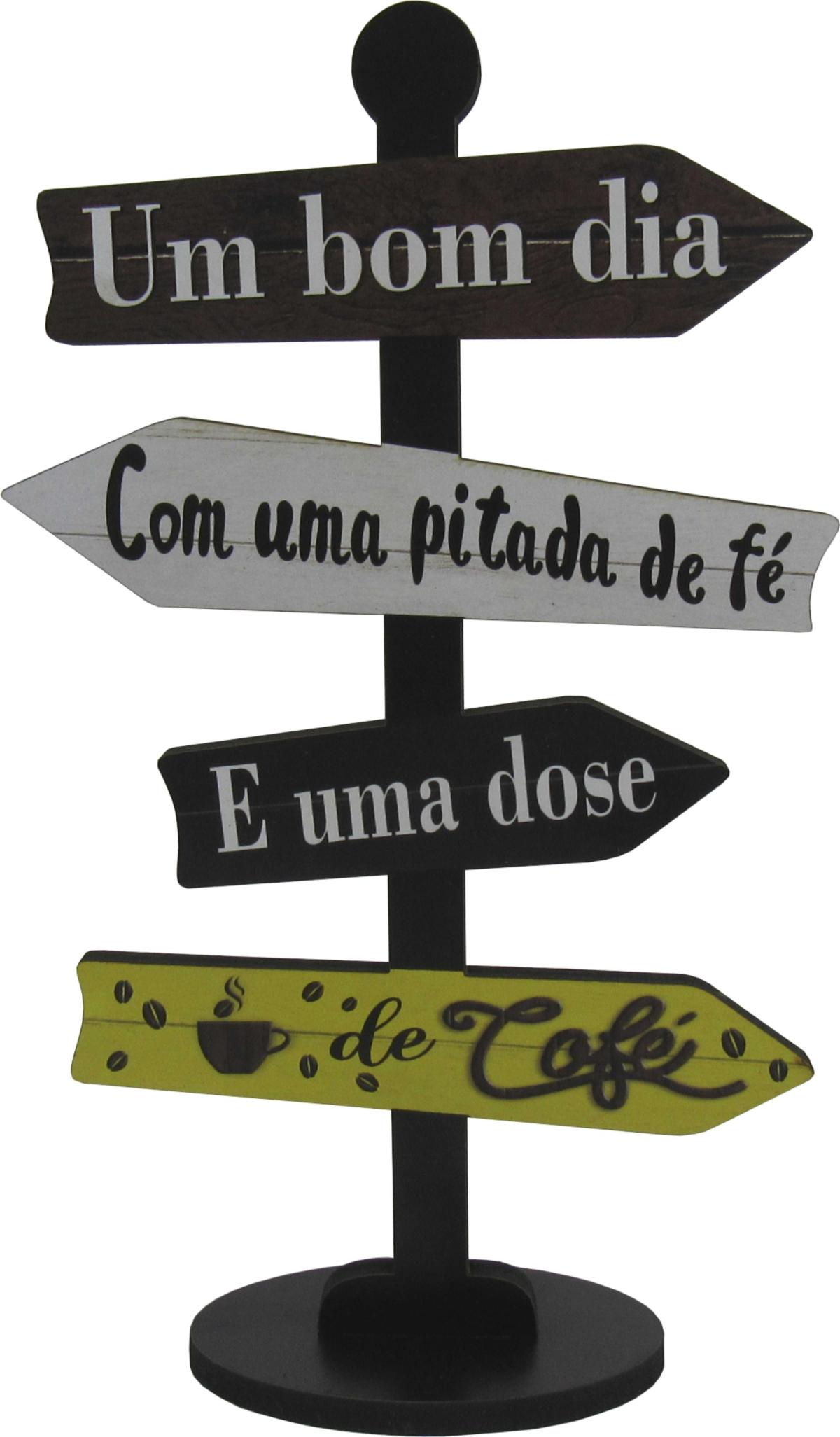 Placa Seta de Mesa Adesivada Um Bom dia Mdf