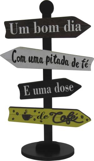 Placa Seta de Mesa Adesivada Um Bom dia Mdf