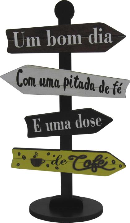 Placa Seta de Mesa Adesivada Um Bom dia Mdf