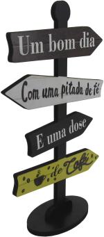 Placa Seta de Mesa Adesivada Um Bom dia Mdf