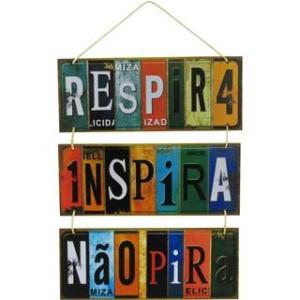 Placa  Suspensa Sisal  Respira Inspira Não Pira 3 Partes 