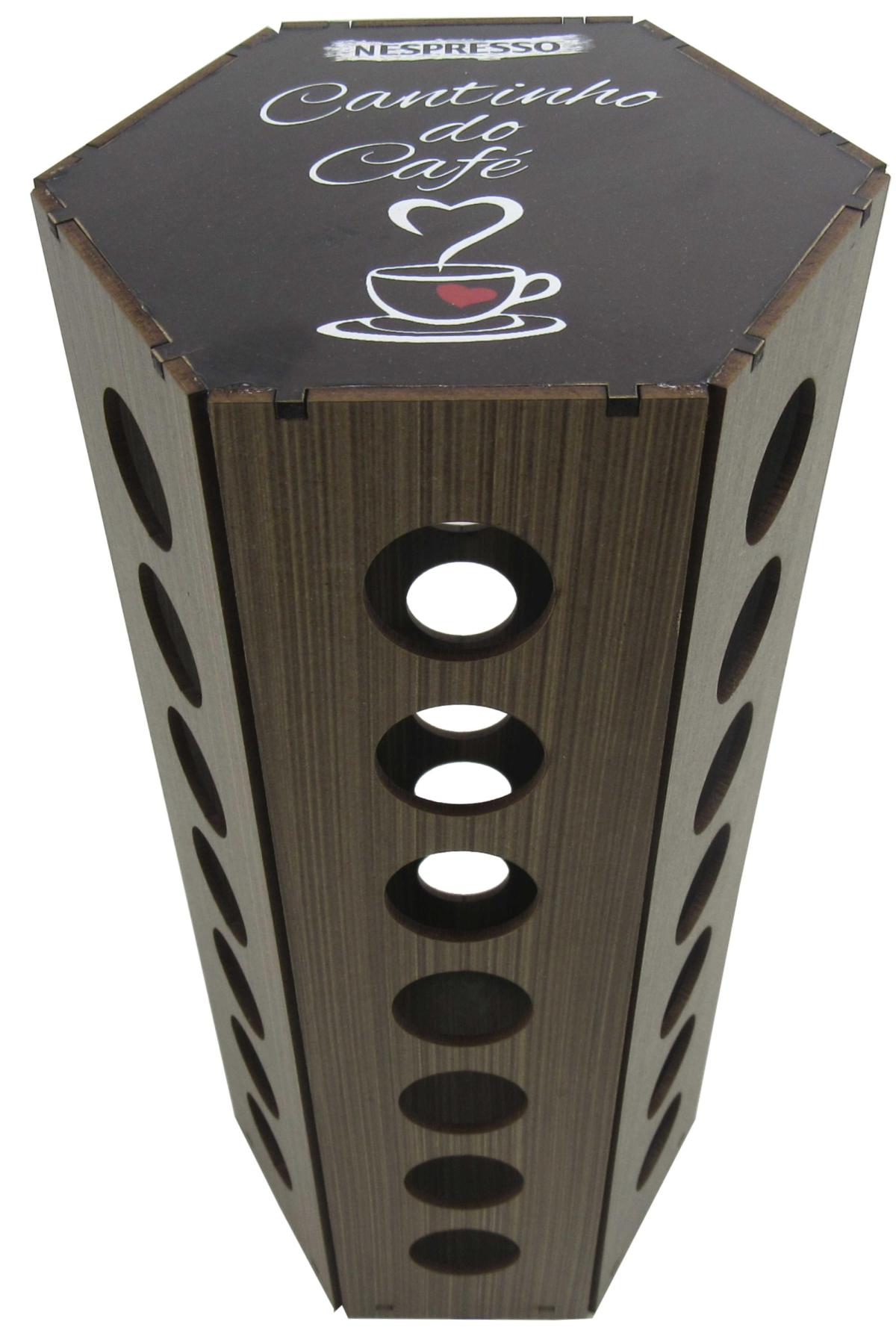  Torre Porta Cápsula Sextavada Nespresso Cantinho Do Café Mdf   