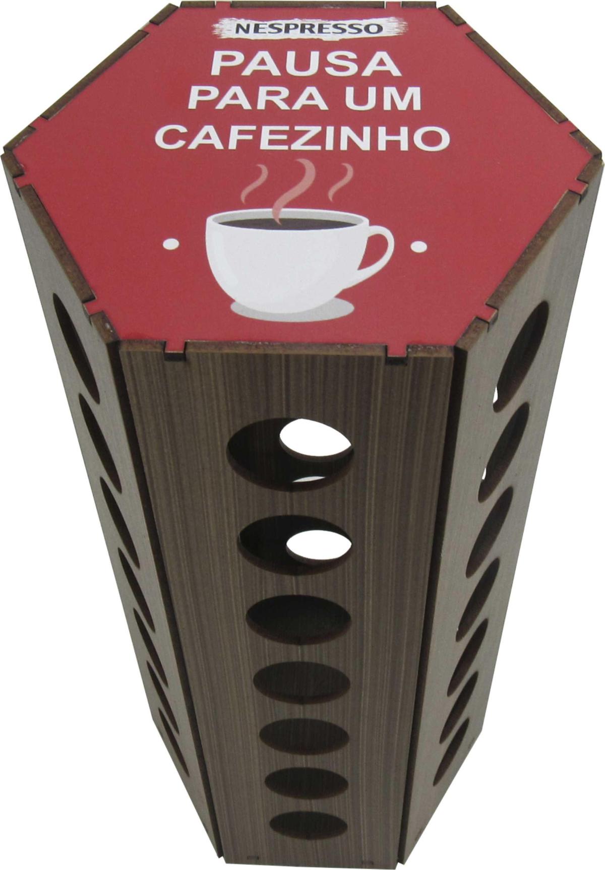 Torre Porta Cápsula Sextavada Nespresso Pausa Para Um Cafezinho Mdf