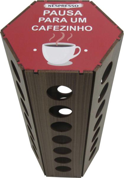 Torre Porta Cápsula Sextavada Nespresso Pausa Para Um Cafezinho Mdf   
