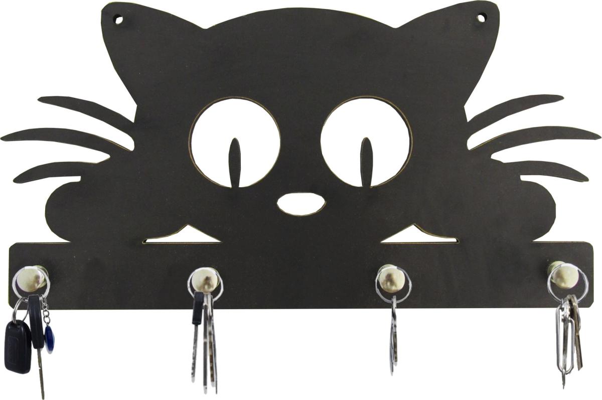 Porta Chaves Recortes Pretos Rosto De Gatinho