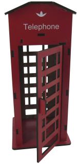 Cabine Telefônica Decorativa Grande 24x10,5x10,5cm Mdf