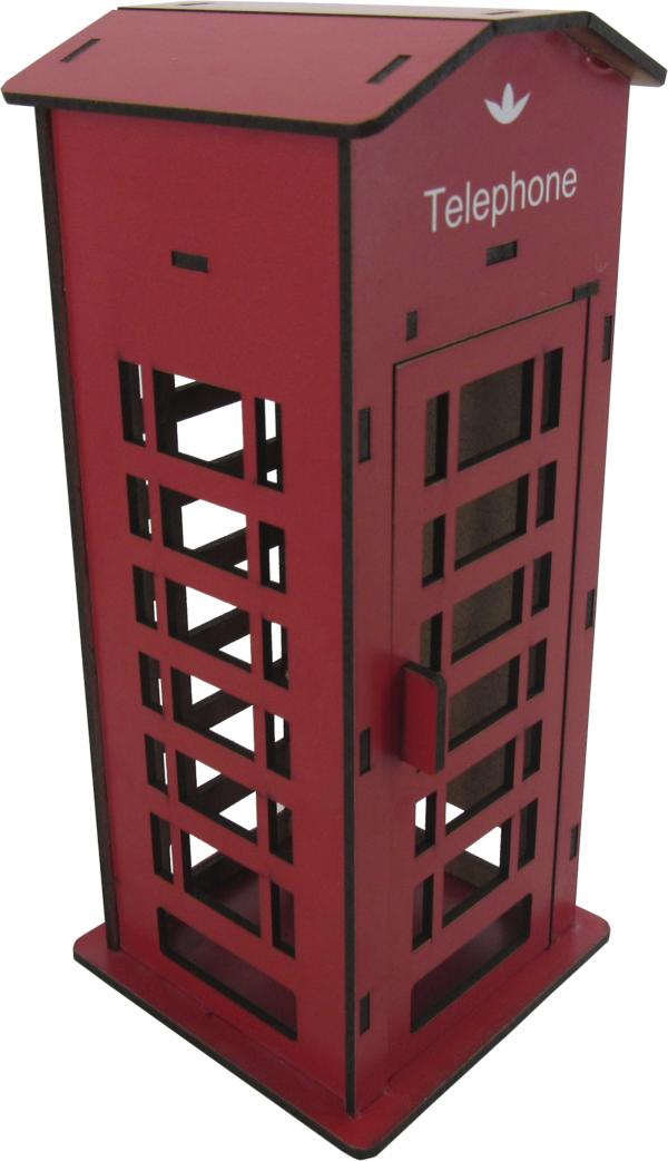 Cabine Telefônica Decorativa Grande 24x10,5x10,5cm Mdf