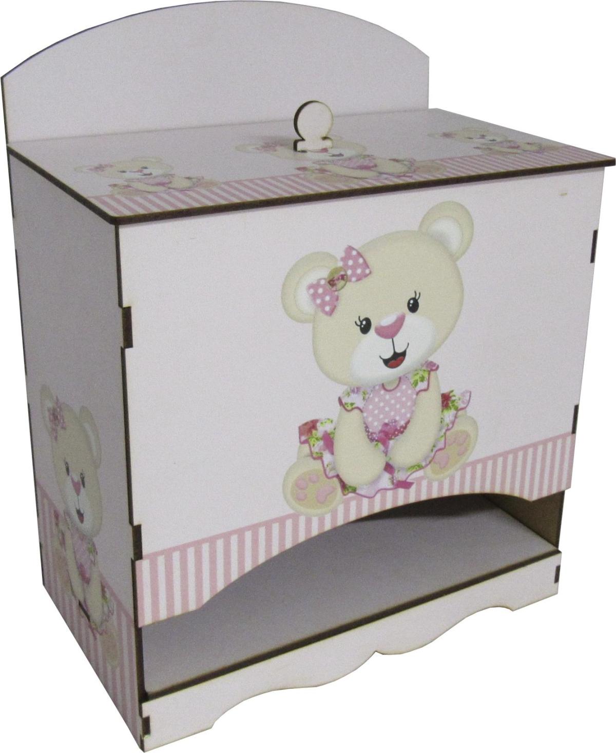 Porta Fralda Decoração Ursa Rosa Mdf