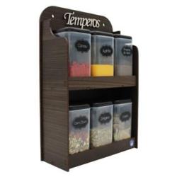 Porta tempero pintado 6 potes mesa / parede em mdf  