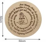 Quadro Placa Redonda Oração Ave Maria 50cm Mdf Crú 