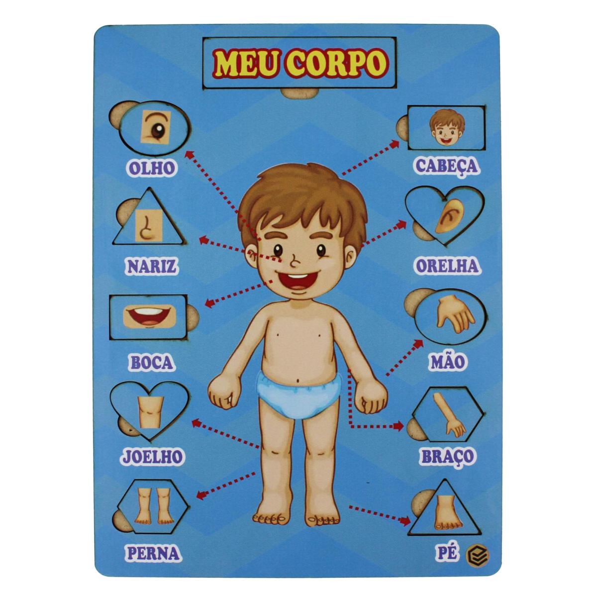 Quebra Cabeça Pedagógico Partes do Corpo Menino 21,5X29CM