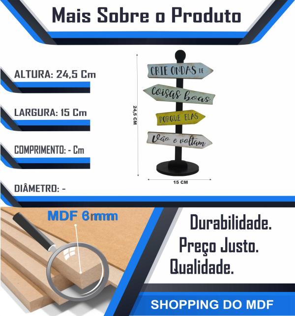Placa Seta de Mesa Adesivada Crie Ondas  Mdf