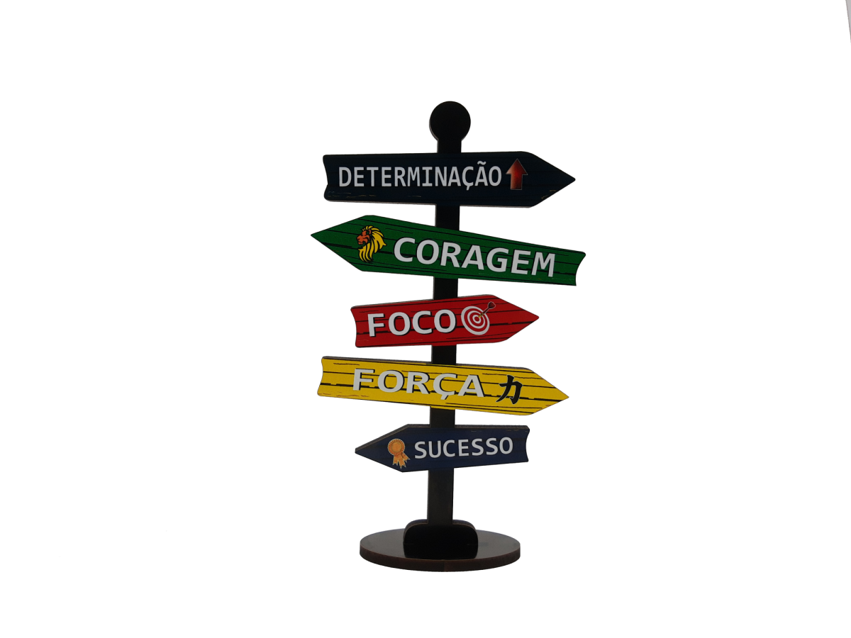 Placa Seta de Mesa Adesivada Determinação Mdf