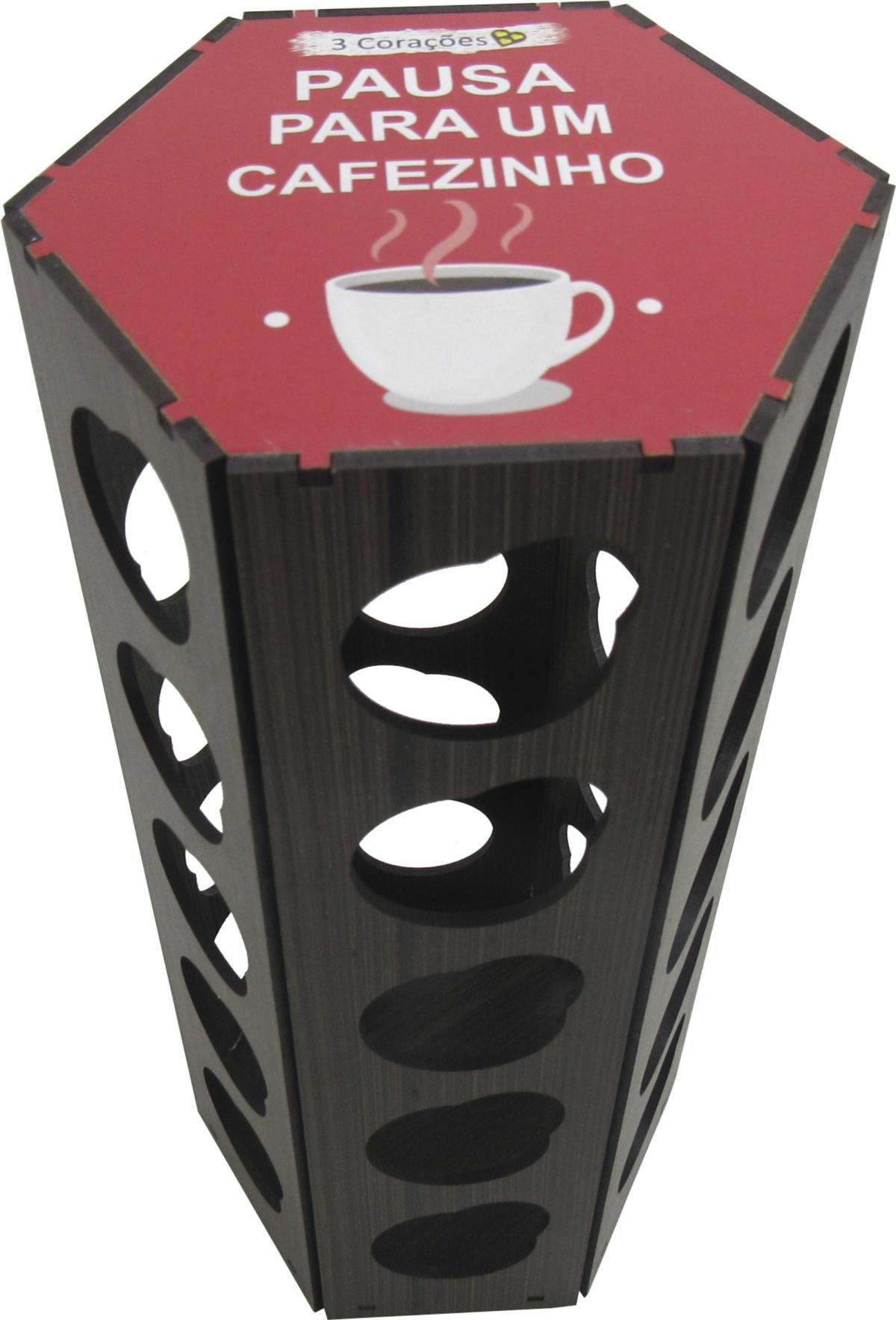 Torre Porta Cápsula Sextavada Três Corações Pausa Para Um Cafezinho Mdf