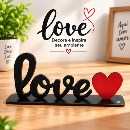 Decoração de Mesa Família MDF com Base Enfeite de Mesa Coração