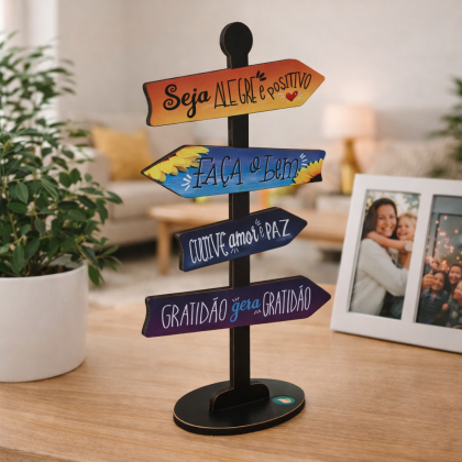 decoração enfeite para mesa - Setas Motivacionais MDF Seja Alegre - MDF Decoração Positividade