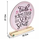 decoração enfeite para mesa - Tudo oque tiver que ser seu será - MDF e base de pinos