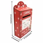 Decoração Natalina Caixa de Correio Papai Noel MDF Porta Cartas Decorativa para Mesa Lar 35x21x8 cm