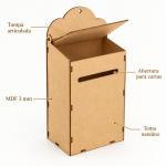Decoração Natalina Caixa de Correio Papai Noel MDF Porta Cartas Decorativa para Mesa Lar 35x21x8 cm MDF crú