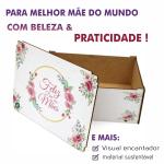 dia das mães Caixa Organizadora Adesivada Feliz dia das mães Presente Decoração floral rosa - MDF