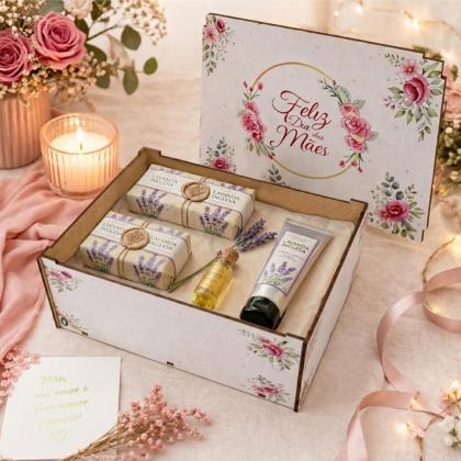 dia das mães Caixa Organizadora Adesivada Feliz dia das mães Presente Decoração floral rosa - MDF