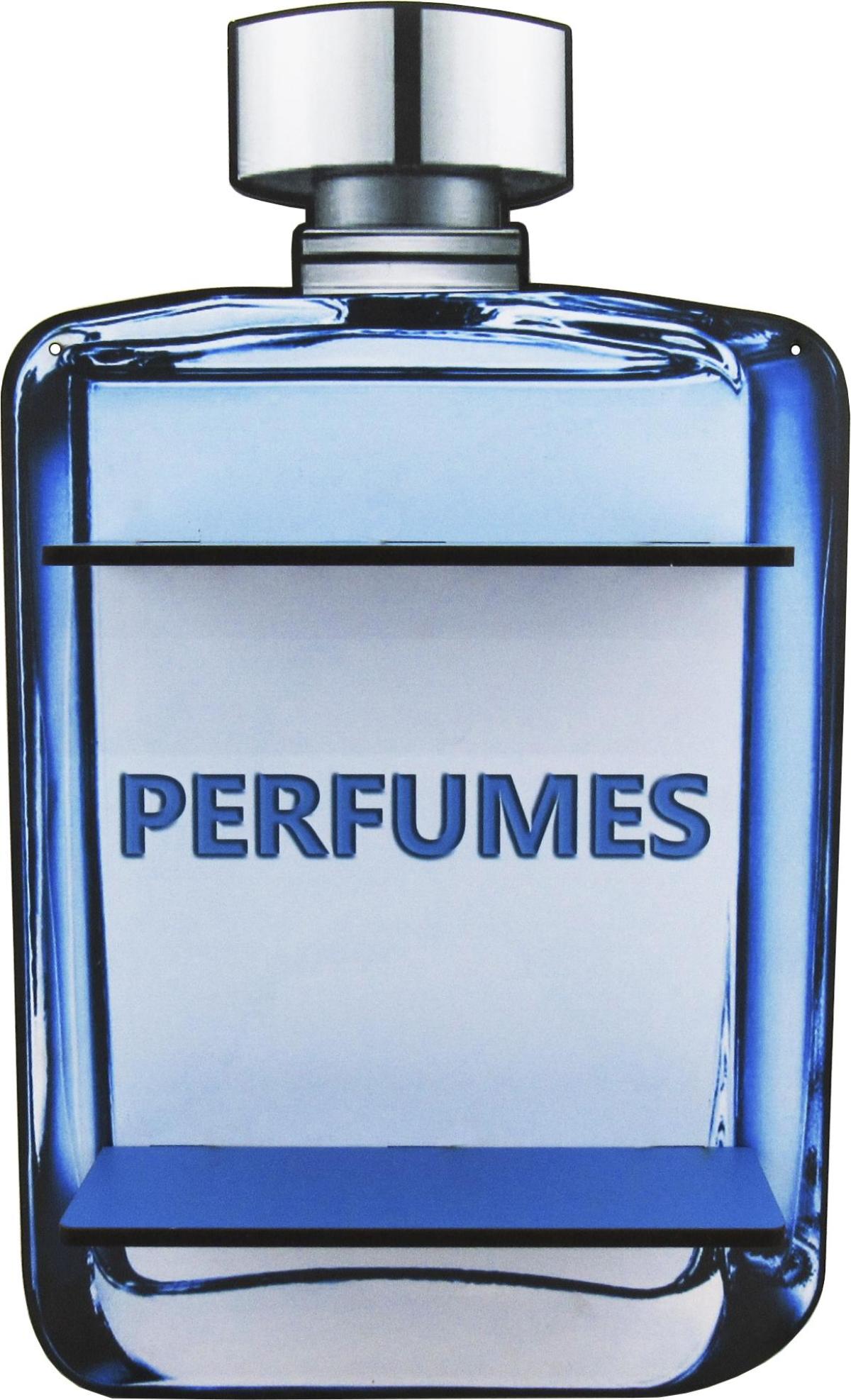 EXPOSITOR DE PERFUME AZUL ADESIVADO