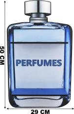 EXPOSITOR DE PERFUME AZUL ADESIVADO