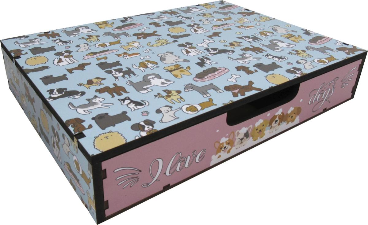 Gaveteiro De Mesa Cachorrinho 1 Gaveta 32,5x23,5x6cm Mdf