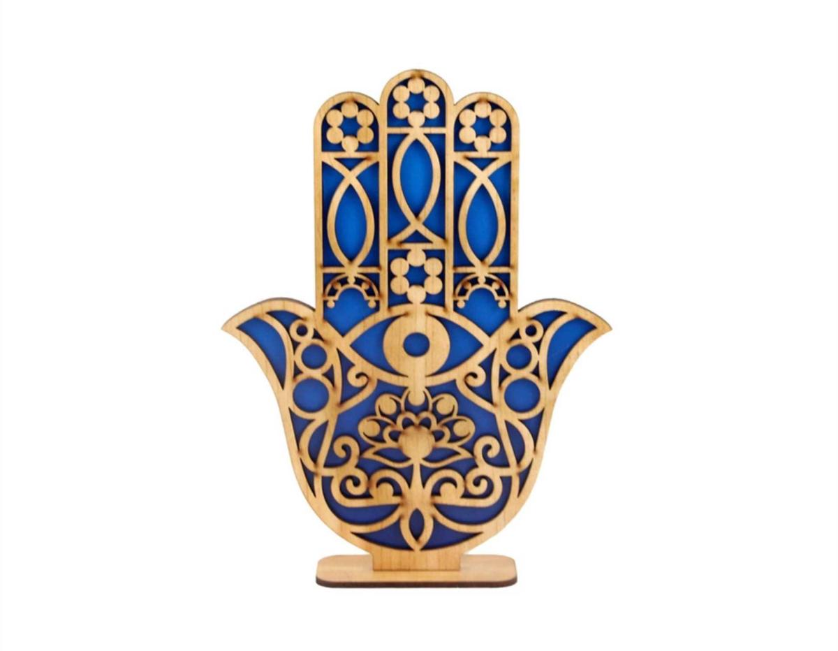 HAMSA AZUL C/BASE AD. 17X23CM