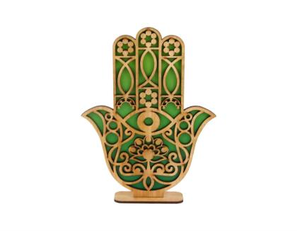 HAMSA VERDE C/BASE AD.  17X23CM