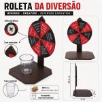 Jogo Roleta Drink Shot MDF Com Copo Acrílico Canelado Dose Festa Amigos Bar Presente Diversão
