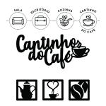 Kit 4 Apliques Cantinho do Café MDF - Preto