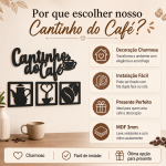 Kit 4 Apliques Cantinho do Café MDF - Preto