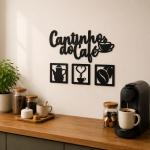 Kit 4 Apliques Cantinho do Café MDF - Preto
