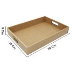 Kit 5 - Bandeja Retangular MDF Cru Lisa com Alça para Artesanato Decoração Organizador