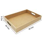 Kit 5 Bandejas de MDF Cru 6 mm Retangulares Lisas 35x25x5 cm para Decoração e Organização