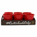 KIT 6 XICARAS ACRILICA 85ML ''VERMELHO'' COM BANDEJA  CANTINHO DO CAFE  KIT 6 XICARAS ACRILICA 85ML ''VERMELHO'' COM BANDEJA  CANTINHO DO CAFE