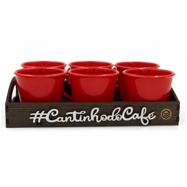 KIT 6 XICARAS ACRILICA 85ML ''VERMELHO'' COM BANDEJA  CANTINHO DO CAFE  KIT 6 XICARAS ACRILICA 85ML ''VERMELHO'' COM BANDEJA  CANTINHO DO CAFE