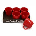 KIT 6 XICARAS ACRILICA 85ML ''VERMELHO'' COM BANDEJA  CANTINHO DO CAFE  KIT 6 XICARAS ACRILICA 85ML ''VERMELHO'' COM BANDEJA  CANTINHO DO CAFE