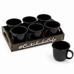 Kit 6 Xícaras Acrílica "Preto" Com Bandeja Cantinho do Café 85ml