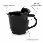 Kit 6 Xícaras Acrílica "Preto" Com Bandeja Cantinho do Café 85ml