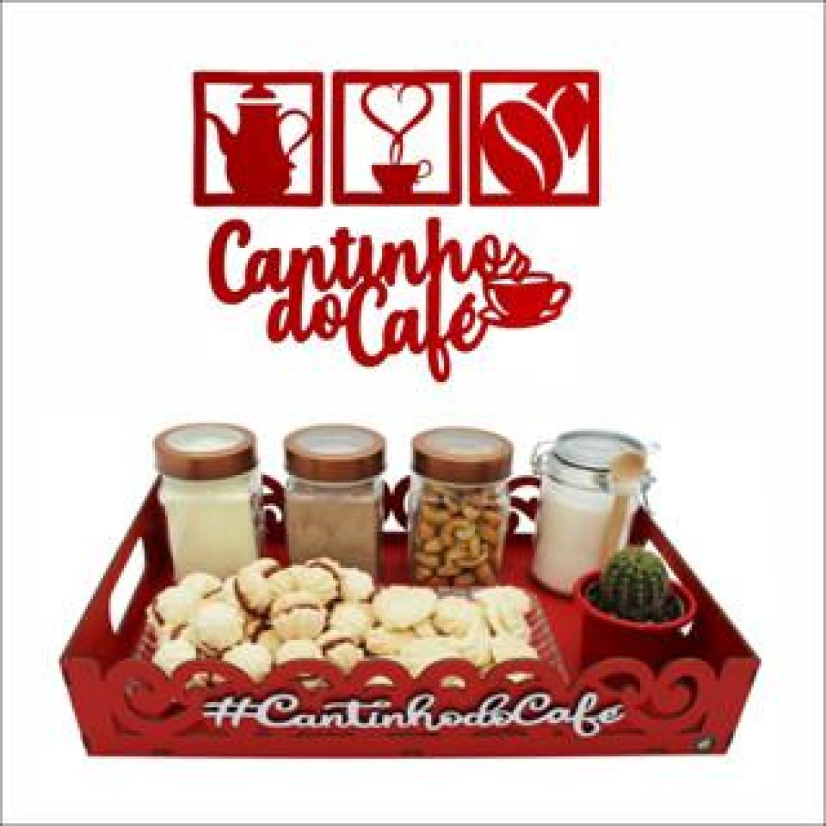 KIT BANDEJA CANTINHO DO CAFÉ 35X25X7CM