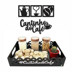 Kit bandeja cantinho do café 35x25x7cm
