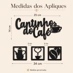 Kit Bandeja + Kit Aplique Cantinho do Café MDF Preto Decoração de Parede e Cozinha em MDF decorado