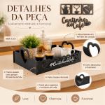 Kit Bandeja + Kit Aplique Cantinho do Café MDF Preto Decoração de Parede e Cozinha em MDF decorado
