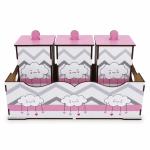 Kit Bebê 4 Peças MDF Nuvem Rosa ou Azul Higiene Bandeja Potes Organizador Infantil Maternidade