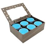 Kit Cantinho Café Completo: 6 Xícaras  azul Acrílico 85ml + Caixa MDF  Kit Cantinho Café Completo: 6 Xícaras  azul Acrílico 85ml + Caixa MDF