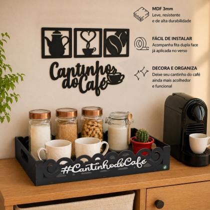 Kit Bandeja Cantinho do Café e kit de apliques