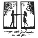 kit Casal Cabeceira + Frase Por Onde For Quero Ser Seu Par em 