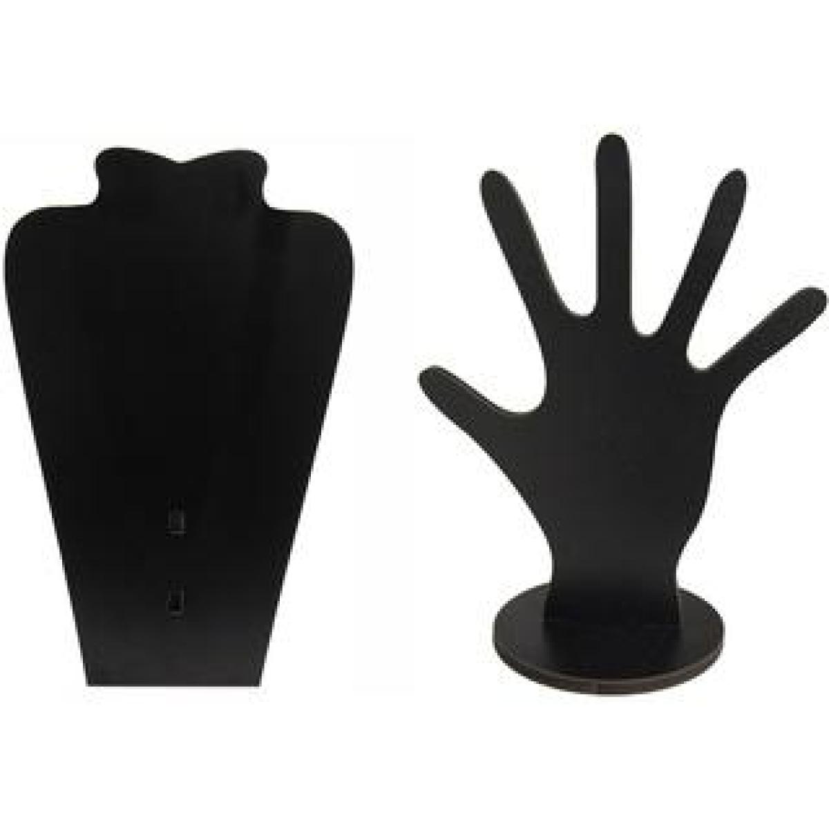 Kit  Expositor Organizador  Colares e Anel Jóias Bijuteria Preto Mdf